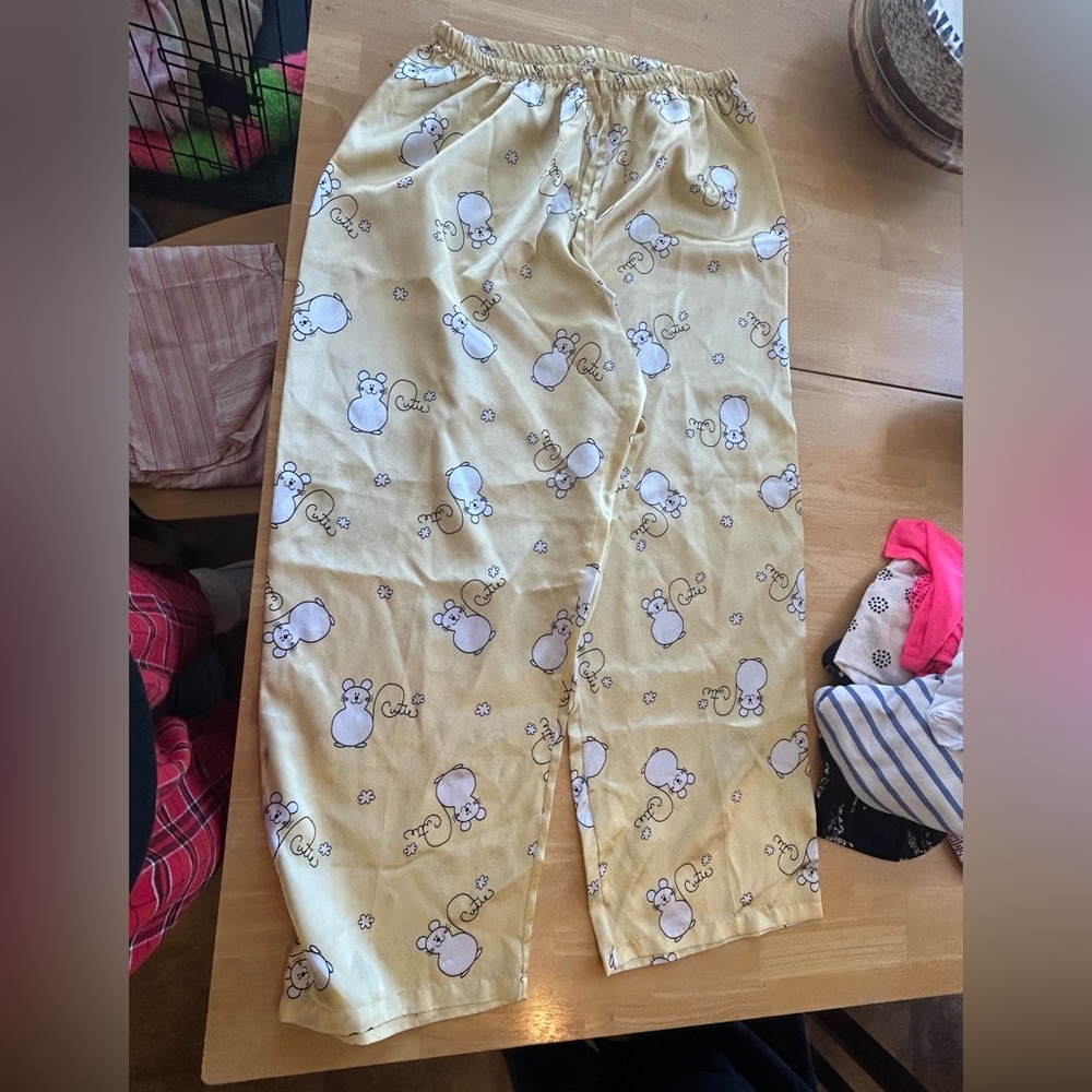 Women’s yellow pajama pants with mice